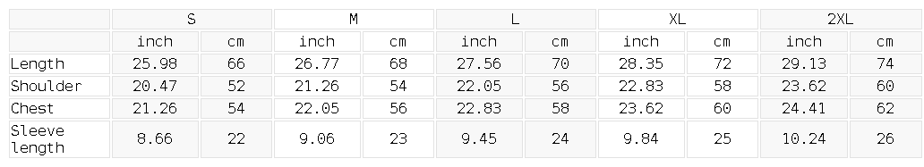 Size chart for the Unisex Plaid Paneled T-Shirt