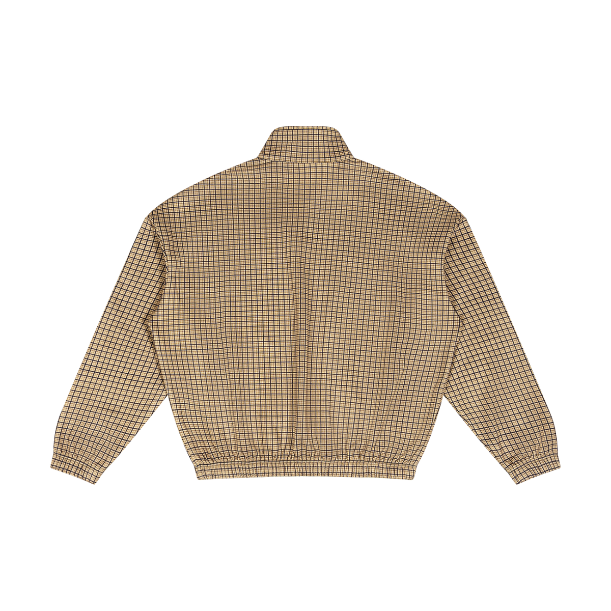 Unisex Plaid Quarter-Zip Sweatshirt in khaki plaid, alternate angle