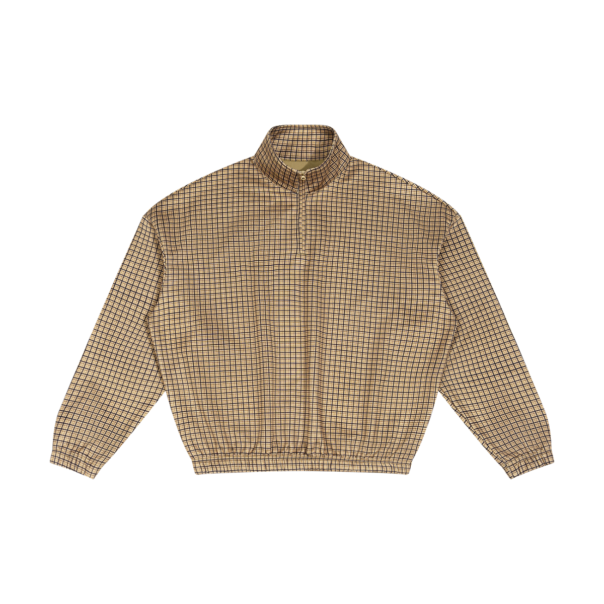 Unisex Plaid Quarter-Zip Sweatshirt in khaki plaid