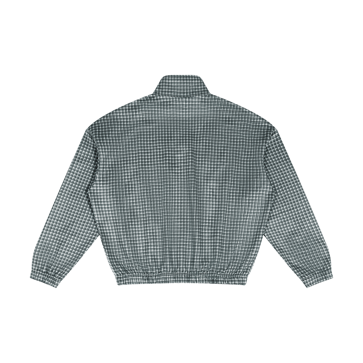 Unisex Plaid Quarter-Zip Sweatshirt in navy blue plaid, alternate angle