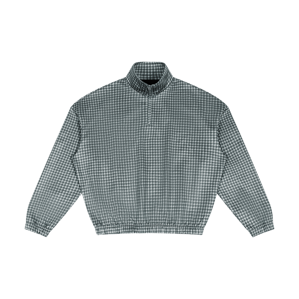 Unisex Plaid Quarter-Zip Sweatshirt in navy blue plaid