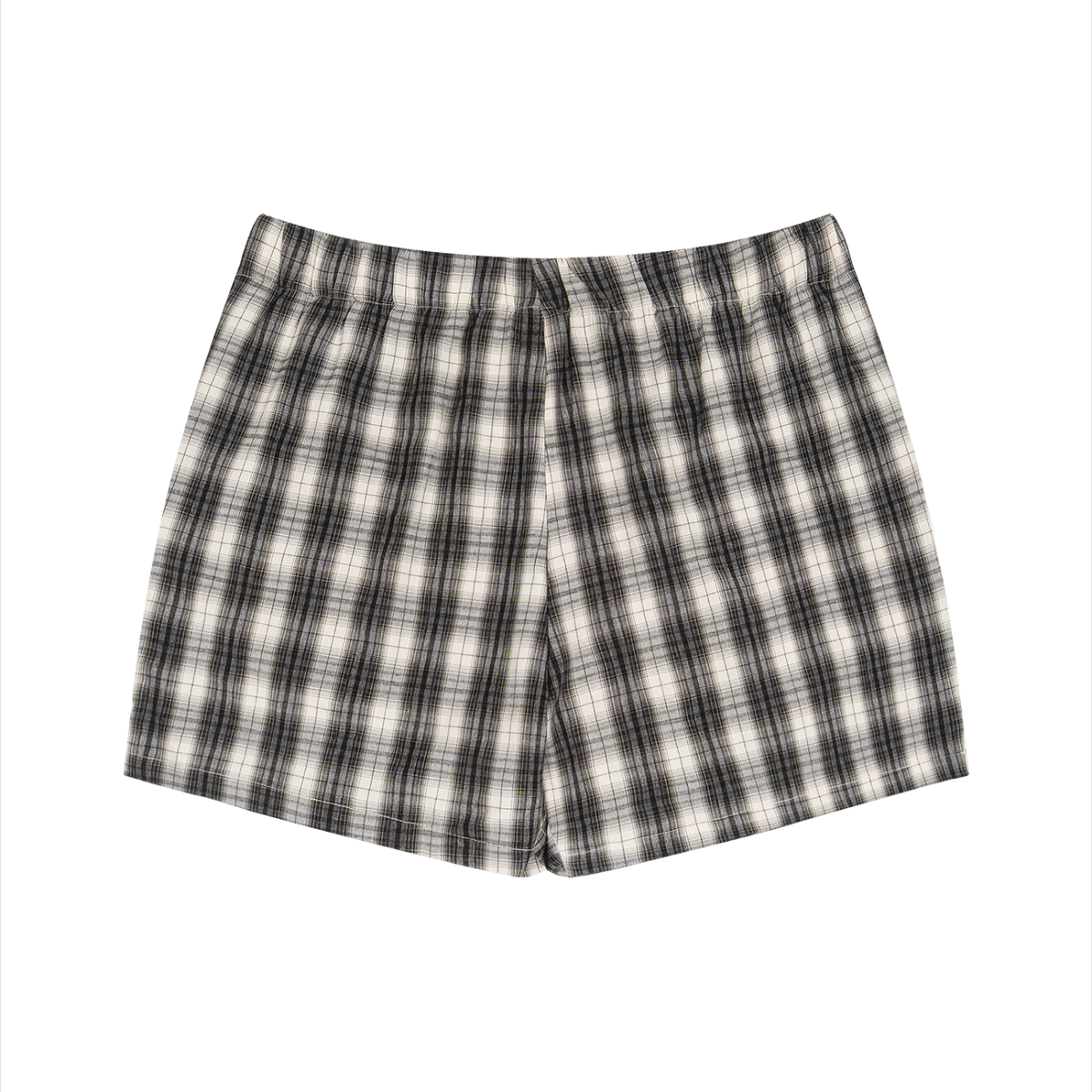 Unisex Plaid Shorts in black with apricot, alternate angle
