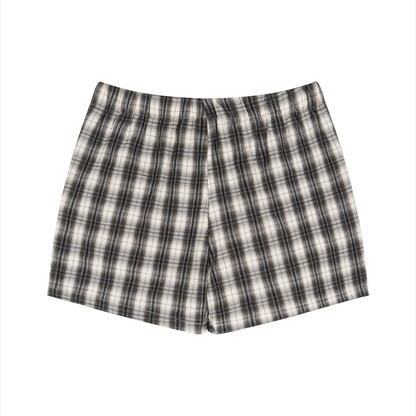Unisex Plaid Shorts in black with apricot, alternate angle