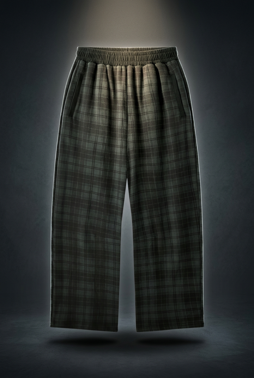 Unisex Plaid Straight Leg Pants, view 1