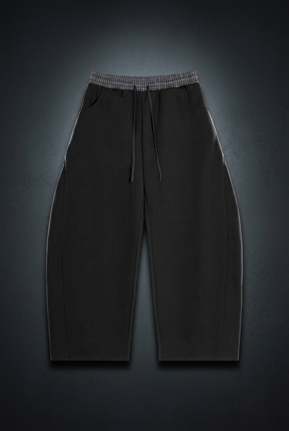 Unisex Plaid Waistband Barrel Sweatpants