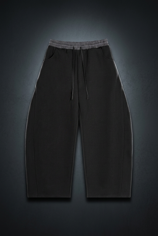 Unisex Plaid Waistband Barrel Sweatpants