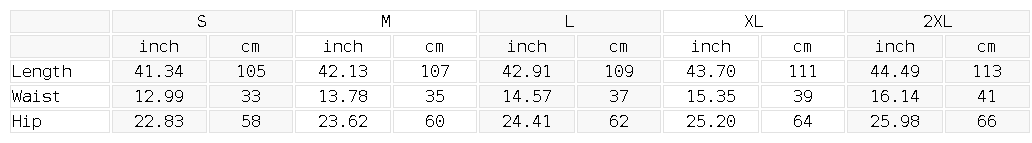 Size chart for the Unisex Plaid Waistband Barrel Sweatpants