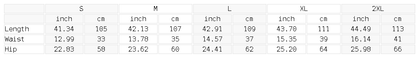 Size chart for the Unisex Plaid Waistband Barrel Sweatpants