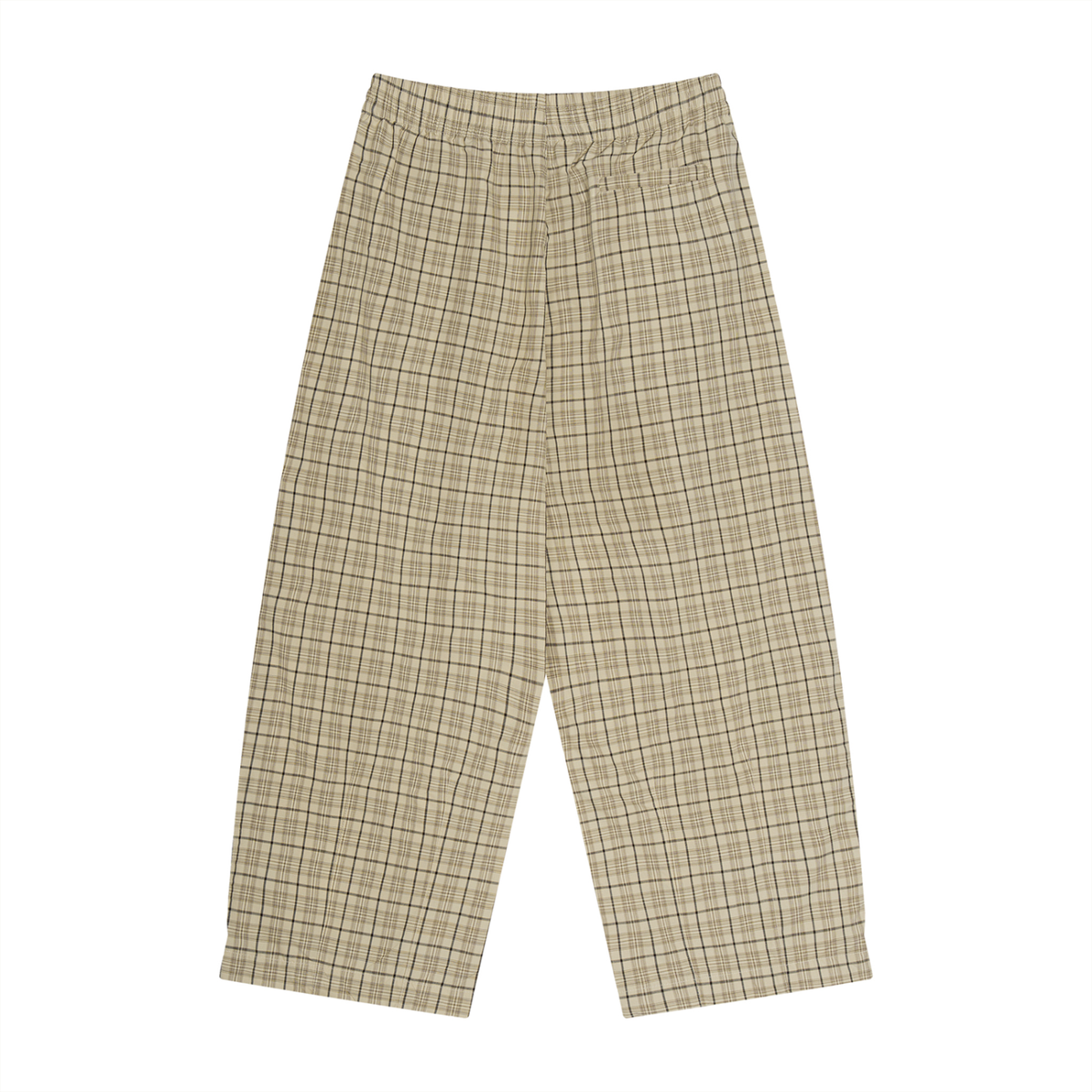 Unisex Plaid Wide Leg Pants in apricot plaid, alternate angle