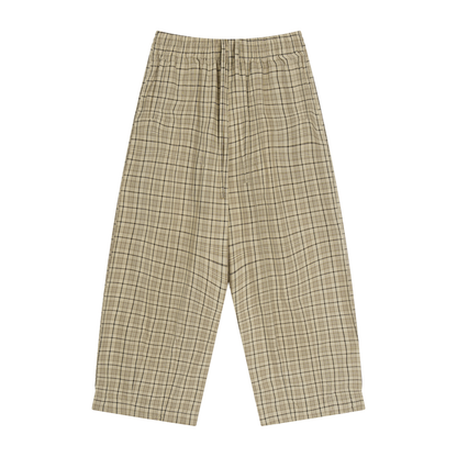 Unisex Plaid Wide Leg Pants in apricot plaid