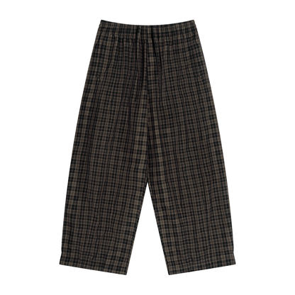 Unisex Plaid Wide Leg Pants in black plaid