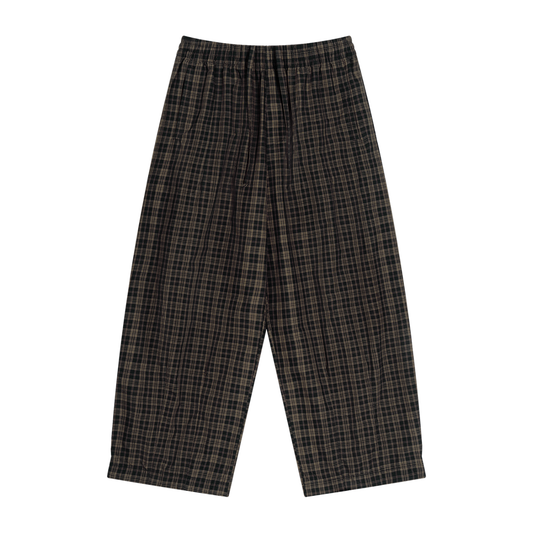 Unisex Plaid Wide Leg Pants in black plaid