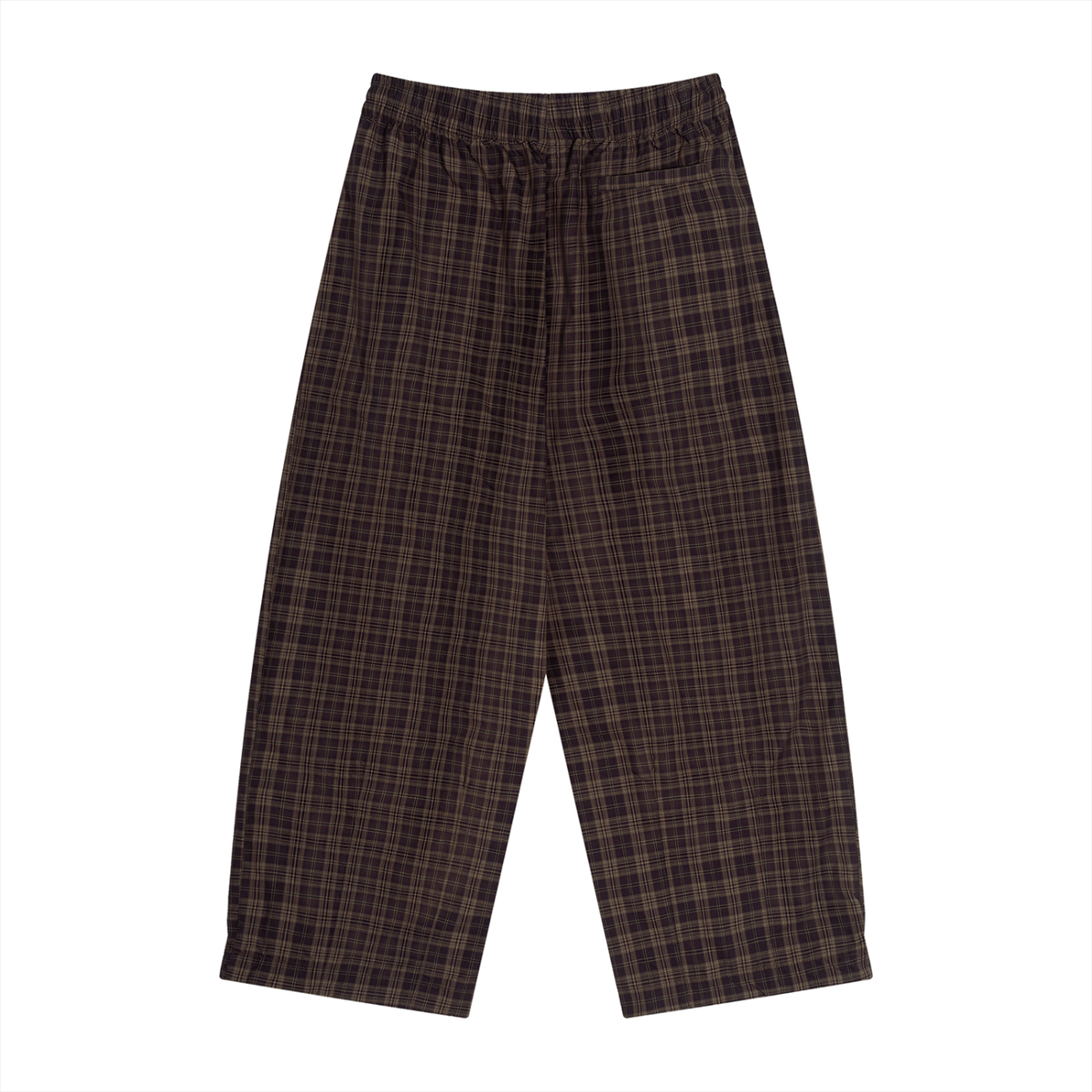 Unisex Plaid Wide Leg Pants in red plaid, alternate angle