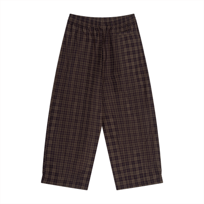 Unisex Plaid Wide Leg Pants in red plaid, alternate angle