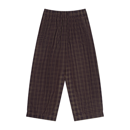 Unisex Plaid Wide Leg Pants in red plaid