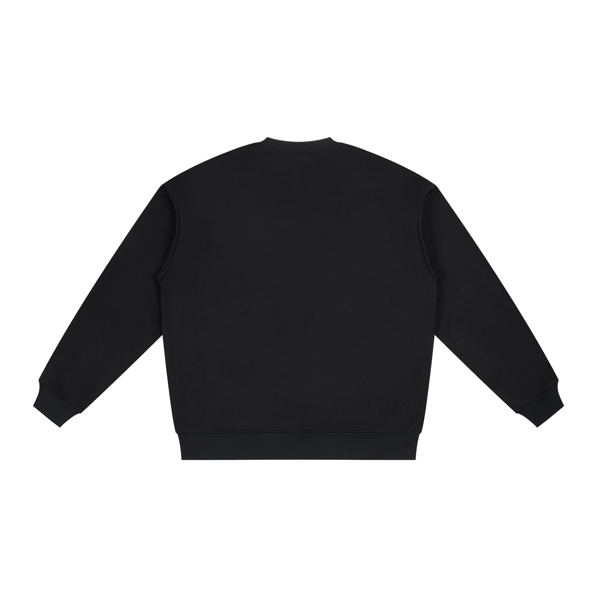 Unisex Polyester Drop Shoulder Crewneck Sweatshirt in black, alternate angle
