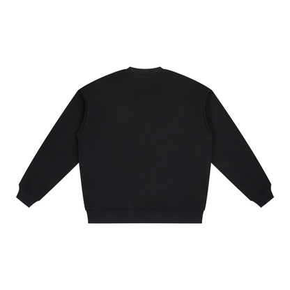 Unisex Polyester Drop Shoulder Crewneck Sweatshirt in black, alternate angle