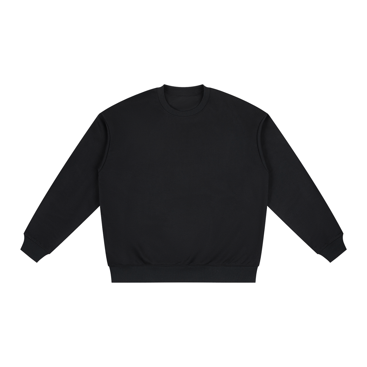 Unisex Polyester Drop Shoulder Crewneck Sweatshirt in black