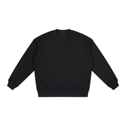 Unisex Polyester Drop Shoulder Crewneck Sweatshirt in black