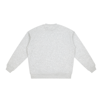 Unisex Polyester Drop Shoulder Crewneck Sweatshirt in flower gray, alternate angle