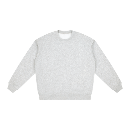Unisex Polyester Drop Shoulder Crewneck Sweatshirt in flower gray