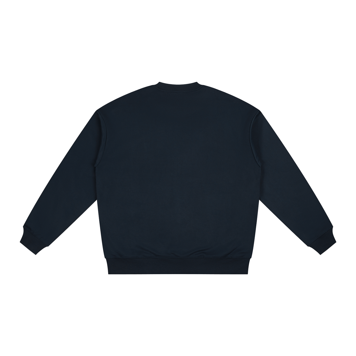 Unisex Polyester Drop Shoulder Crewneck Sweatshirt in navy blue, alternate angle