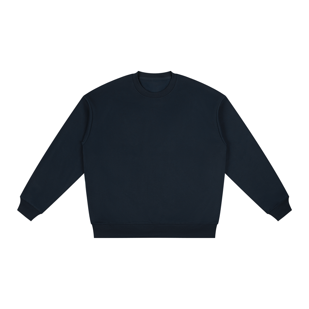 Unisex Polyester Drop Shoulder Crewneck Sweatshirt in navy blue