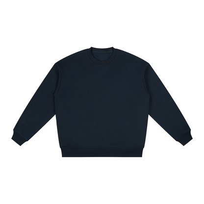 Unisex Polyester Drop Shoulder Crewneck Sweatshirt in navy blue