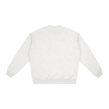 Unisex Polyester Drop Shoulder Crewneck Sweatshirt in oat gray, alternate angle