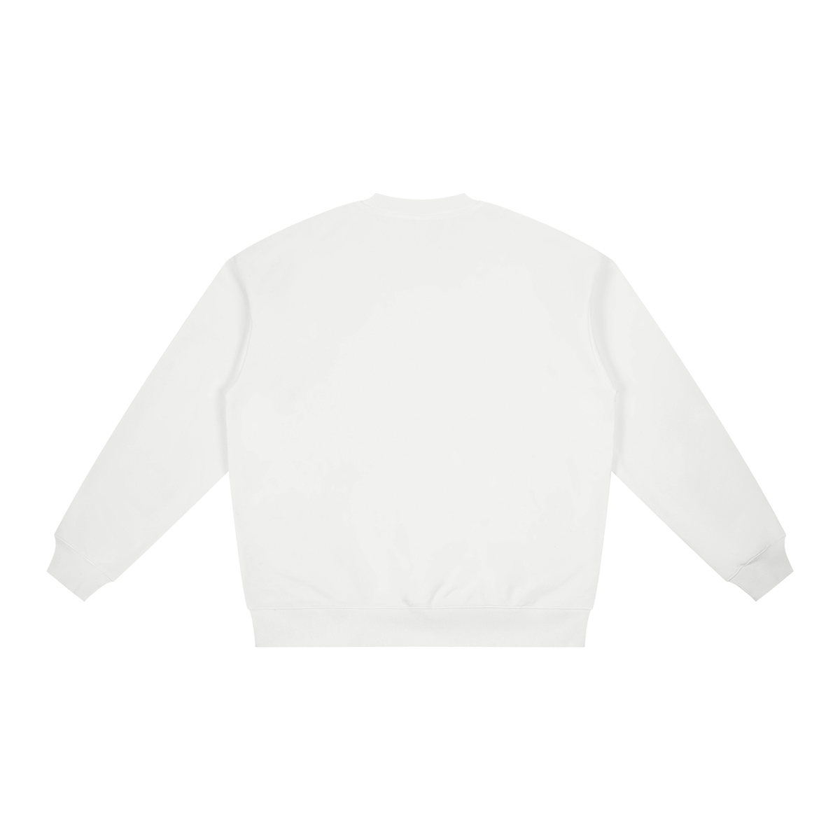 Unisex Polyester Drop Shoulder Crewneck Sweatshirt in white, alternate angle