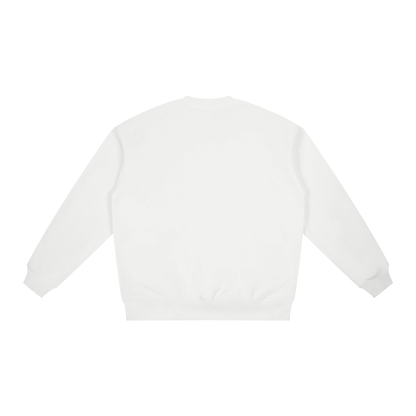 Unisex Polyester Drop Shoulder Crewneck Sweatshirt in white, alternate angle
