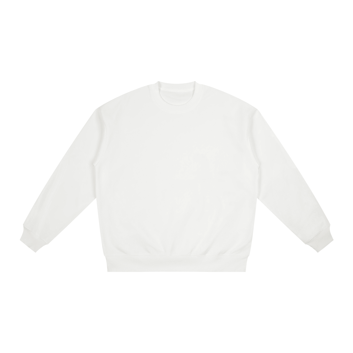 Unisex Polyester Drop Shoulder Crewneck Sweatshirt in white