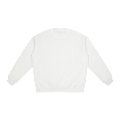 Unisex Polyester Drop Shoulder Crewneck Sweatshirt in white