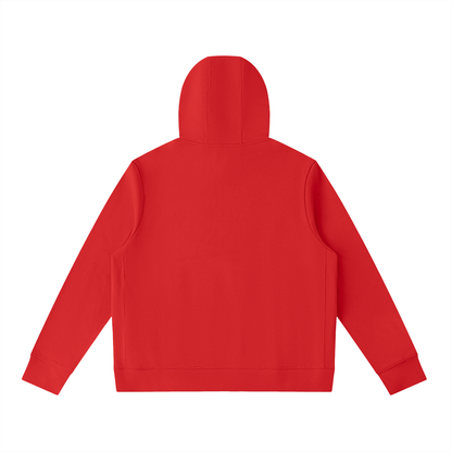 Unisex Pullover Hoodie in red, alternate angle