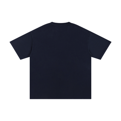 Unisex Pure Cotton T-Shirt in navy blue, alternate angle