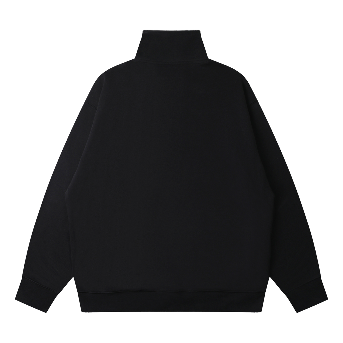 Unisex Quarter-Zip Drop Shoulder Sweatshirt in black, alternate angle