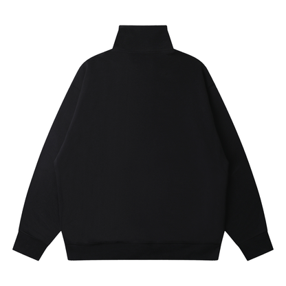 Unisex Quarter-Zip Drop Shoulder Sweatshirt in black, alternate angle