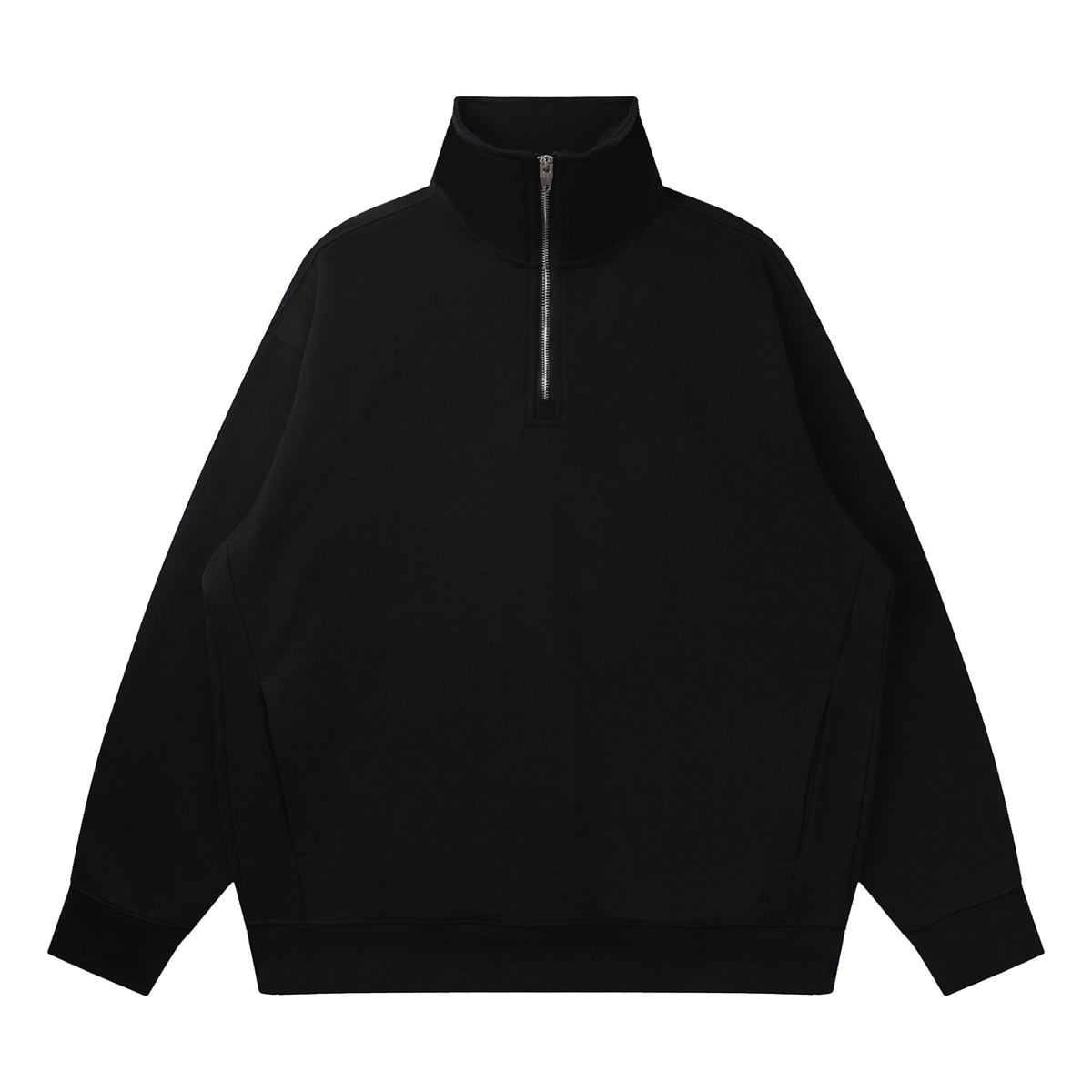 Unisex Quarter-Zip Drop Shoulder Sweatshirt in black