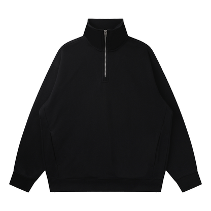 Unisex Quarter-Zip Drop Shoulder Sweatshirt in black