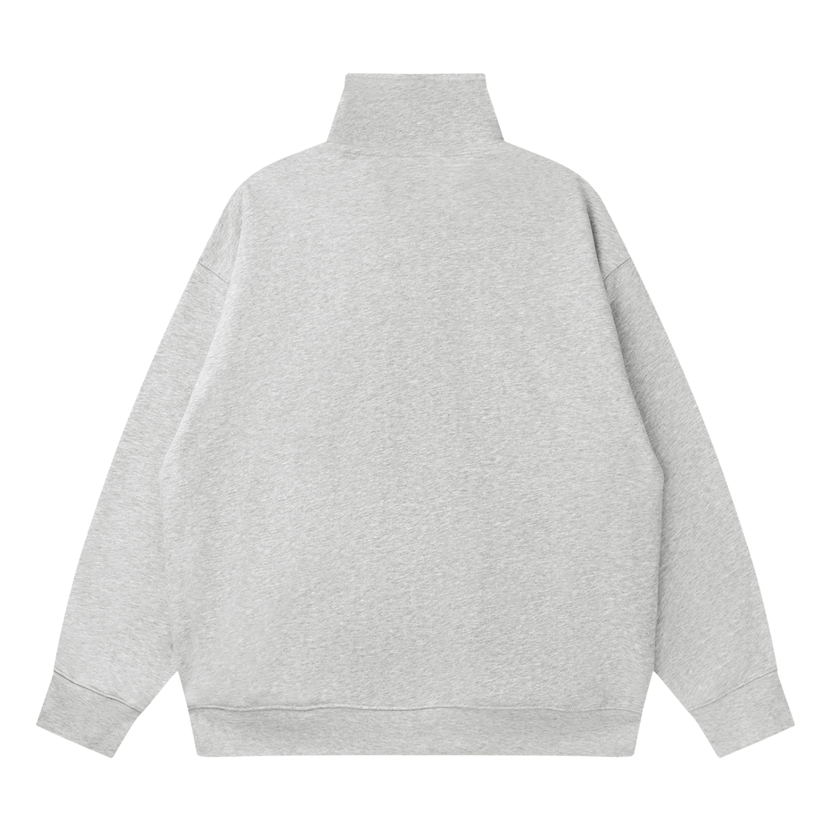 Unisex Quarter-Zip Drop Shoulder Sweatshirt in flower gray, alternate angle
