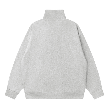 Unisex Quarter-Zip Drop Shoulder Sweatshirt in flower gray, alternate angle