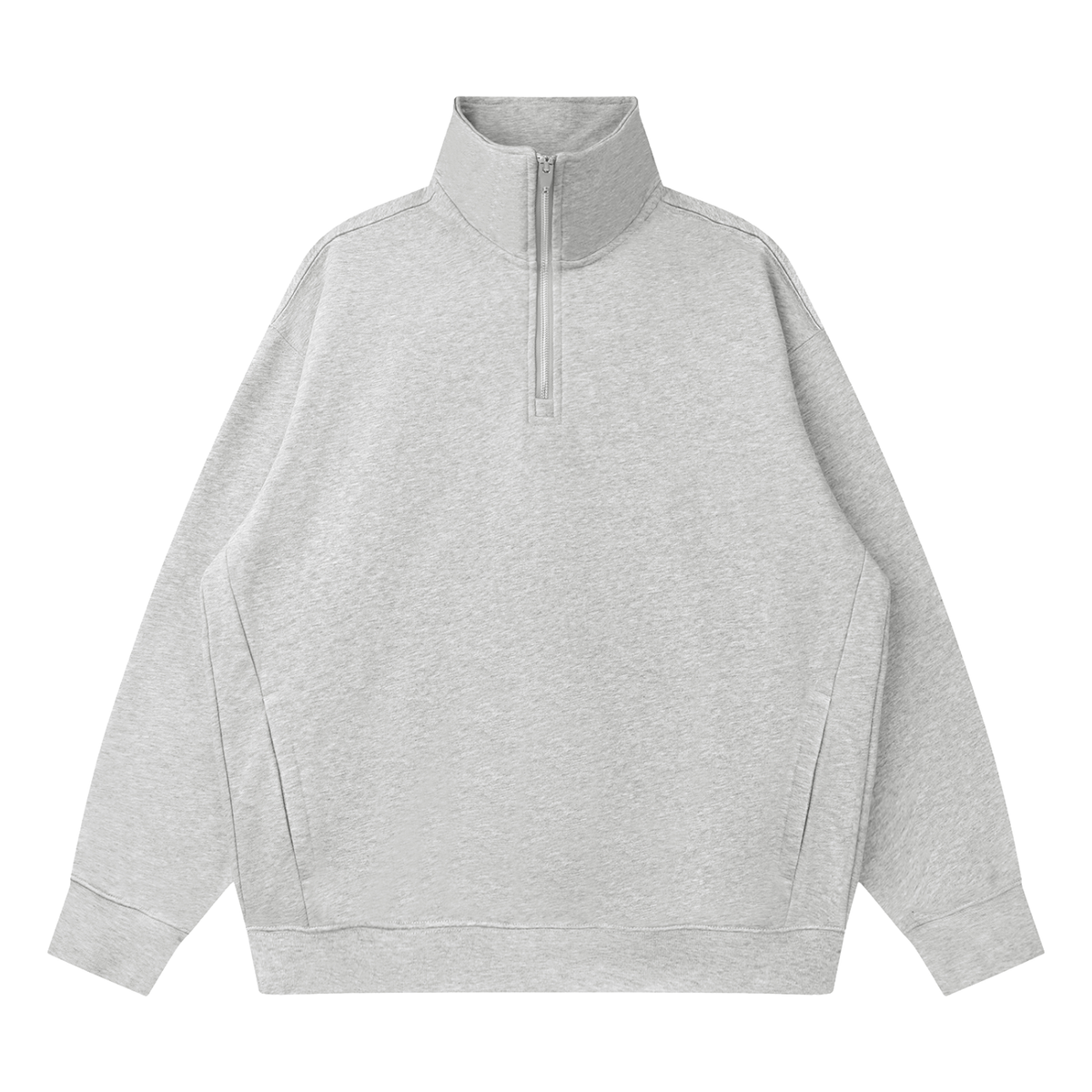 Unisex Quarter-Zip Drop Shoulder Sweatshirt in flower gray