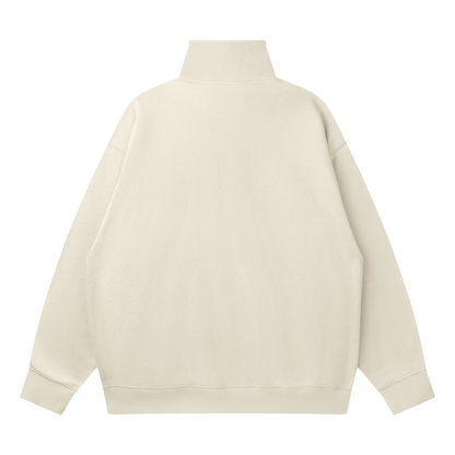Unisex Quarter-Zip Drop Shoulder Sweatshirt in light gray, alternate angle