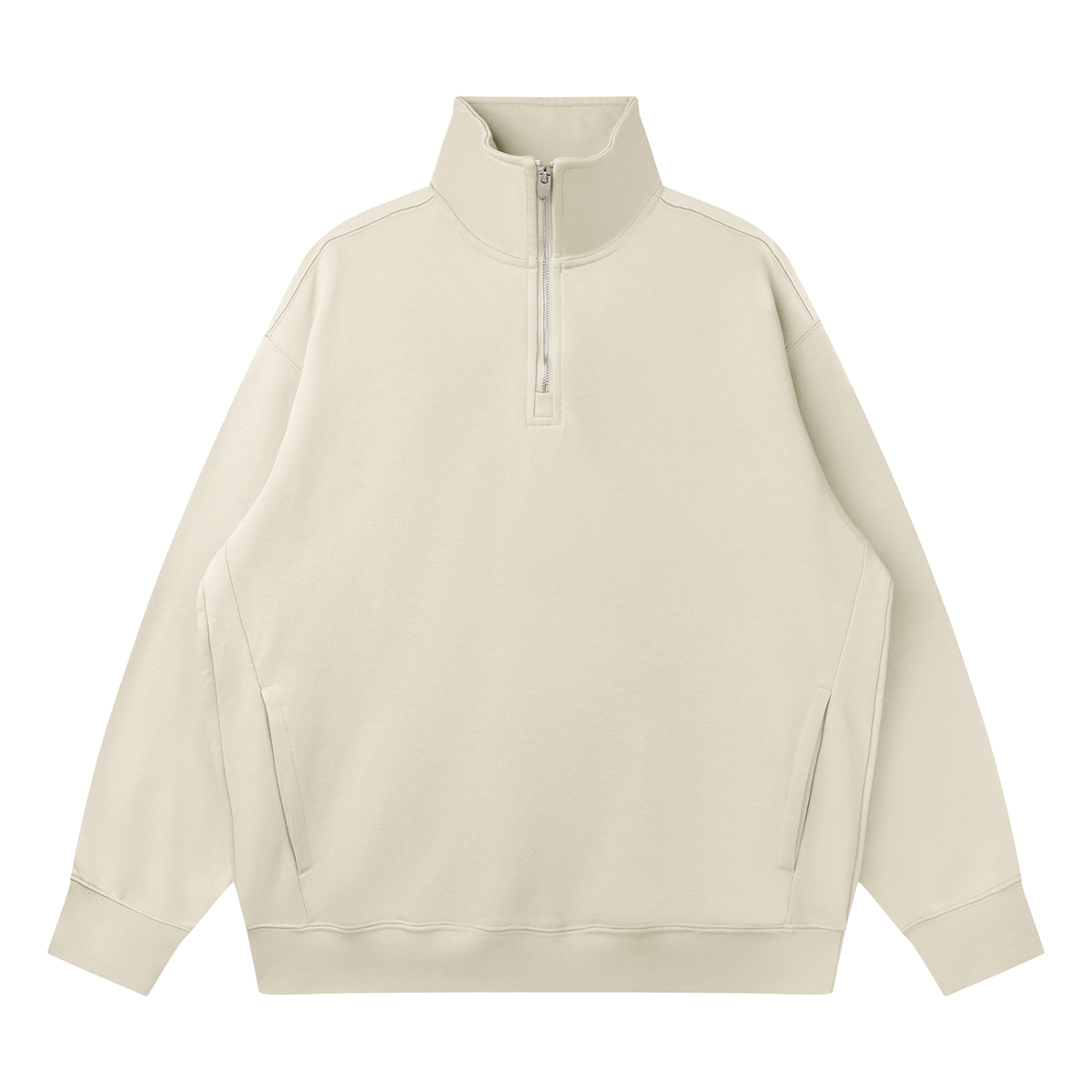 Unisex Quarter-Zip Drop Shoulder Sweatshirt in light gray