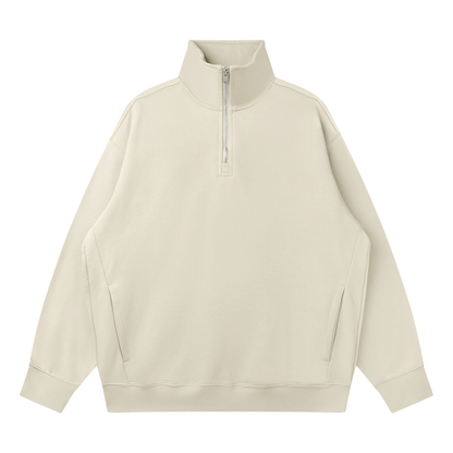 Unisex Quarter-Zip Drop Shoulder Sweatshirt in light gray