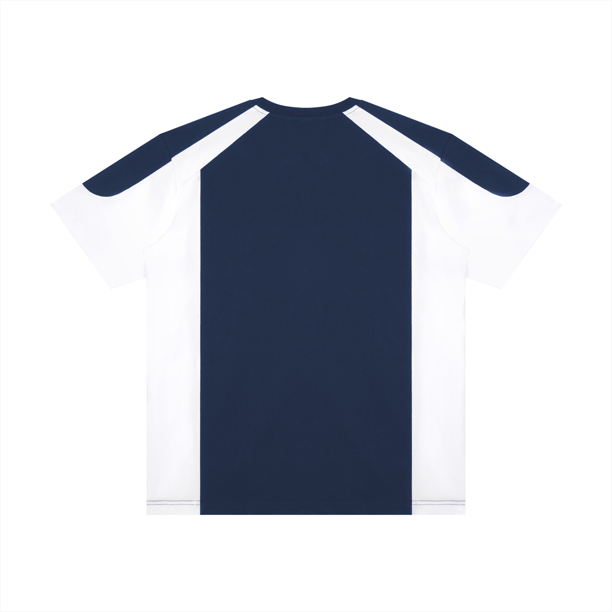 Unisex Raglan Color Block T-Shirt in navy blue with white, alternate angle