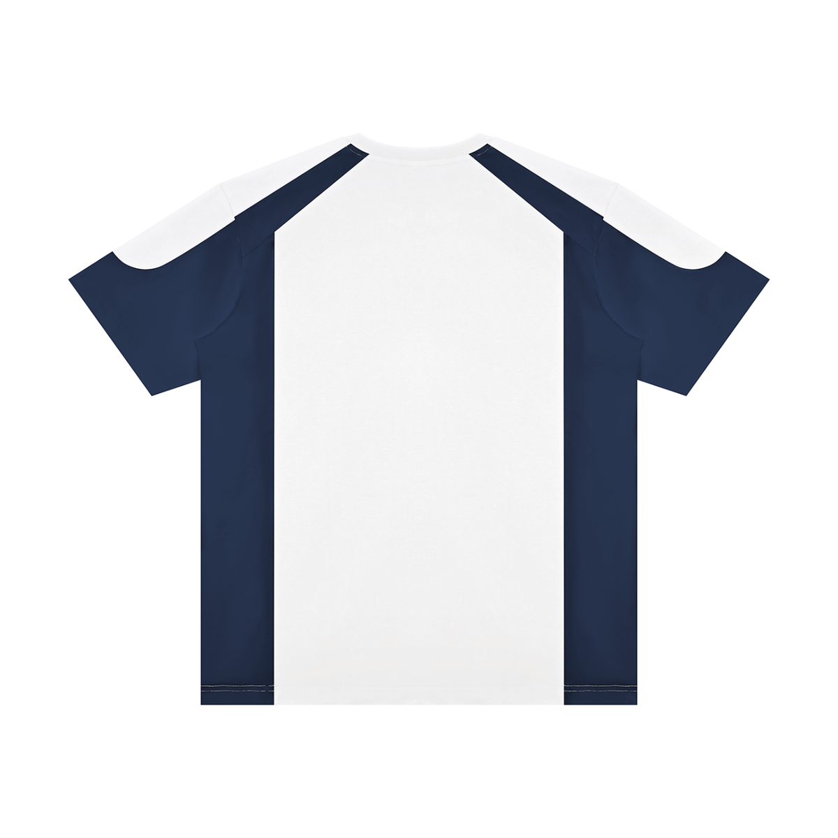 Unisex Raglan Color Block T-Shirt in white with navy blue, alternate angle