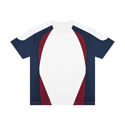 Unisex Raglan Color Block T-Shirt in white with navy blue