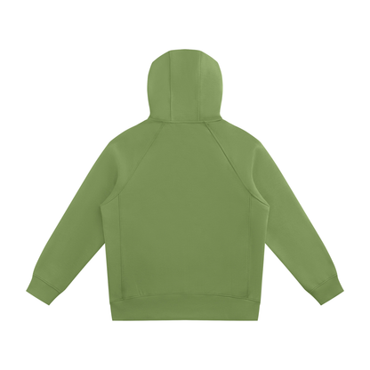 Unisex Raglan Full Zip Hoodie in avocado green, alternate angle