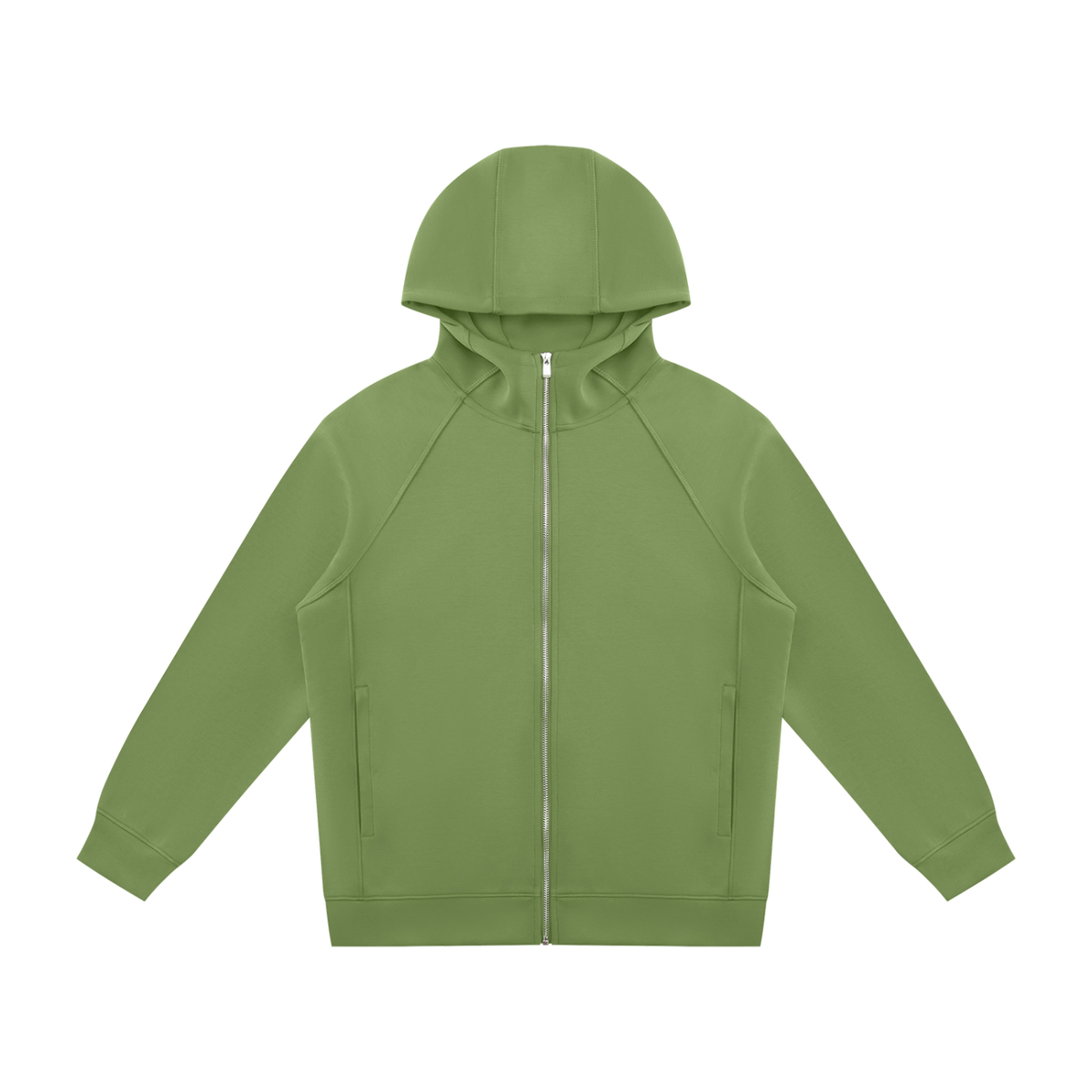 Unisex Raglan Full Zip Hoodie in avocado green